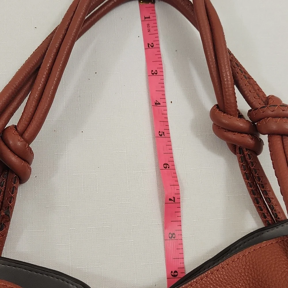 Vince Camuto Brown Orange Leather Hobo Bag.